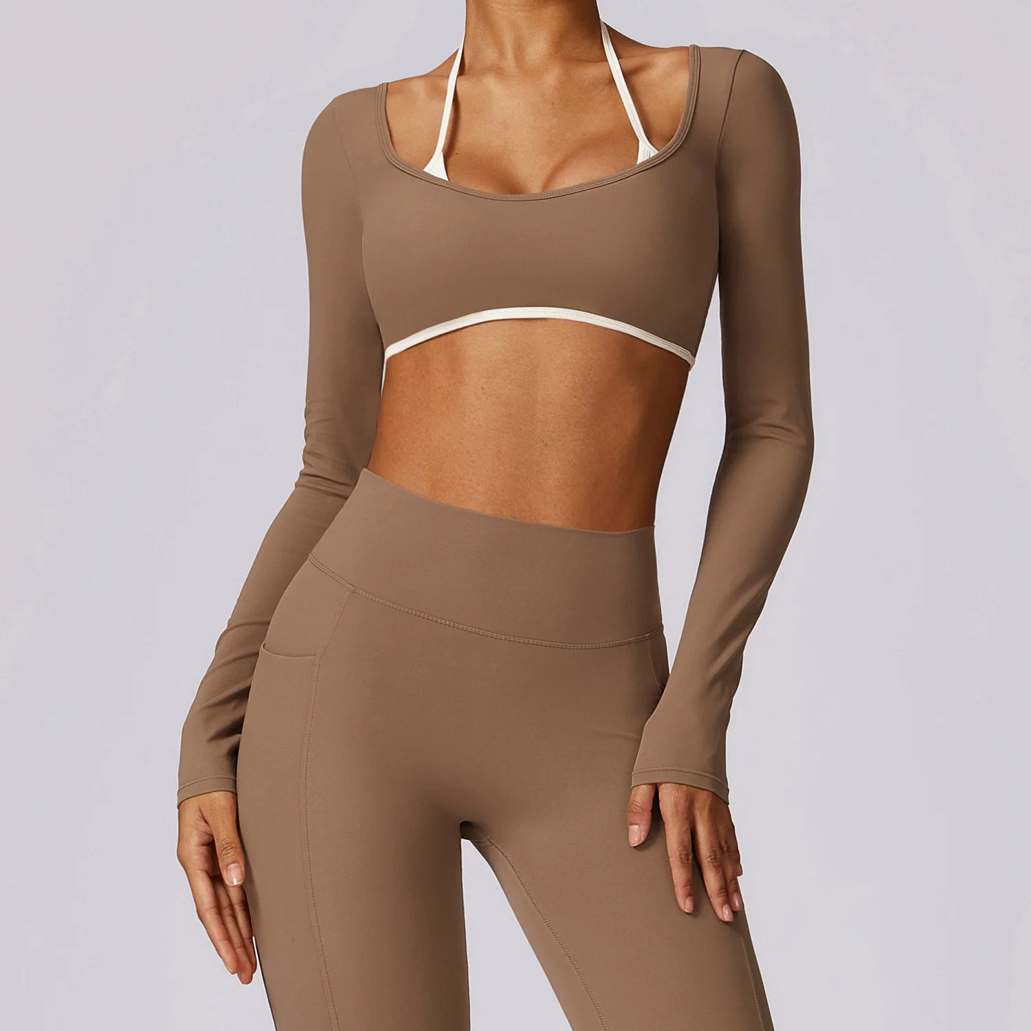 Hollowing Out Yoga Shirts For Women Long Sleeve Fitness Running Gym Clothes Workout Dry Fit Breathable High Elastic Sports Top