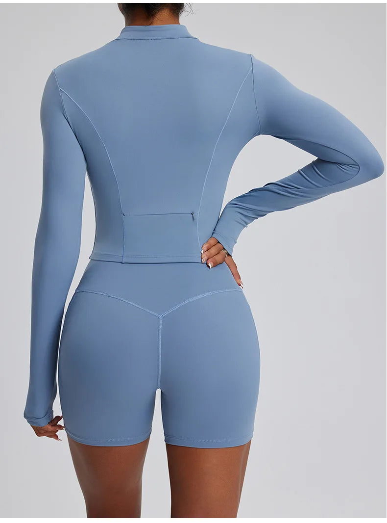 2PCS Yoga Suit Gym Set Women Clothes Running Tracksuit Workout Long Sleeve High Waist Bell-bottoms Sports Shirt Yoga Clothing