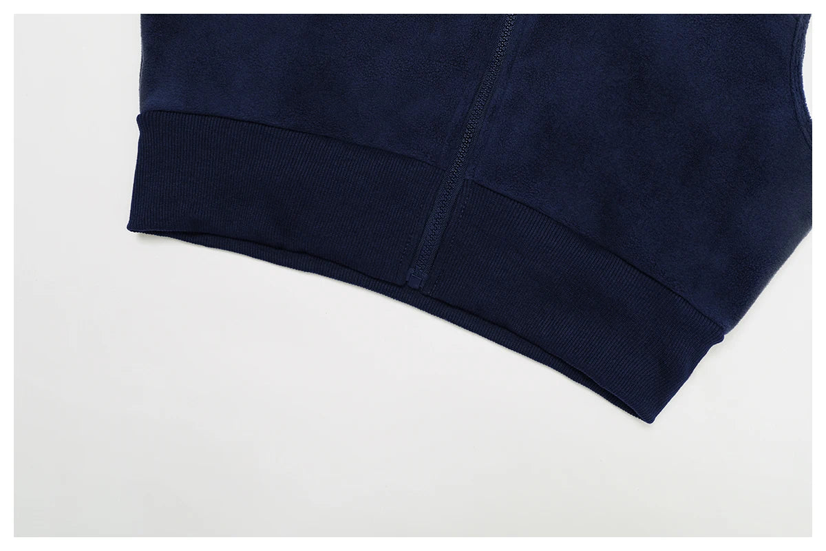 Winter Warm High Neck Velvet Vest Women's Sleeveless Top with Zipper Waist Outdoor Running Top
