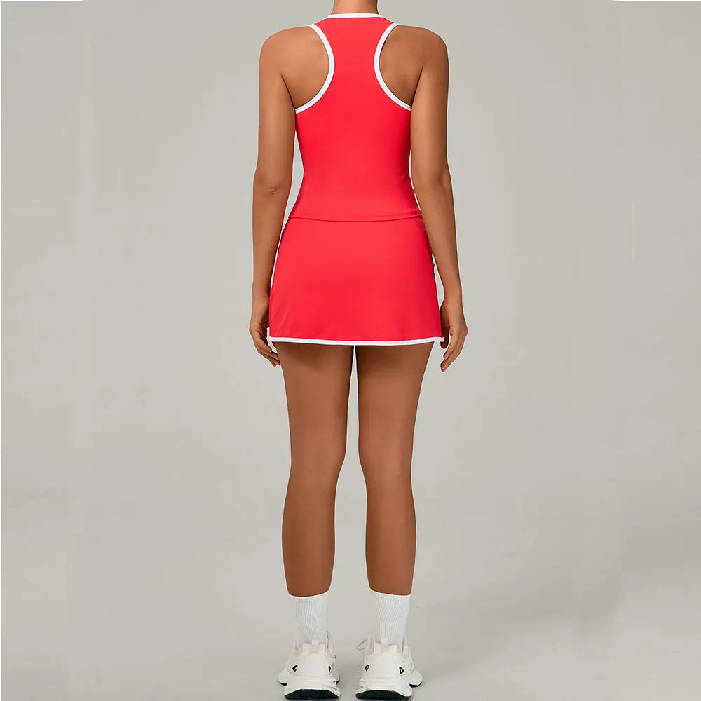 Yoga Set 2PCS Women Tracksuit Sexy Sport Bra High Waist Yoga Short Skirt Gym Clothes Fitness Sleeveless Workout Suit Sporstwear