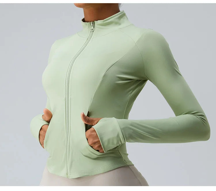 Yoga Long Sleeve Sports Jacket Women Zipper Fitness Yoga Shirt Gym Top Activewear Running Coats Workout Clothes For Cycling Tops