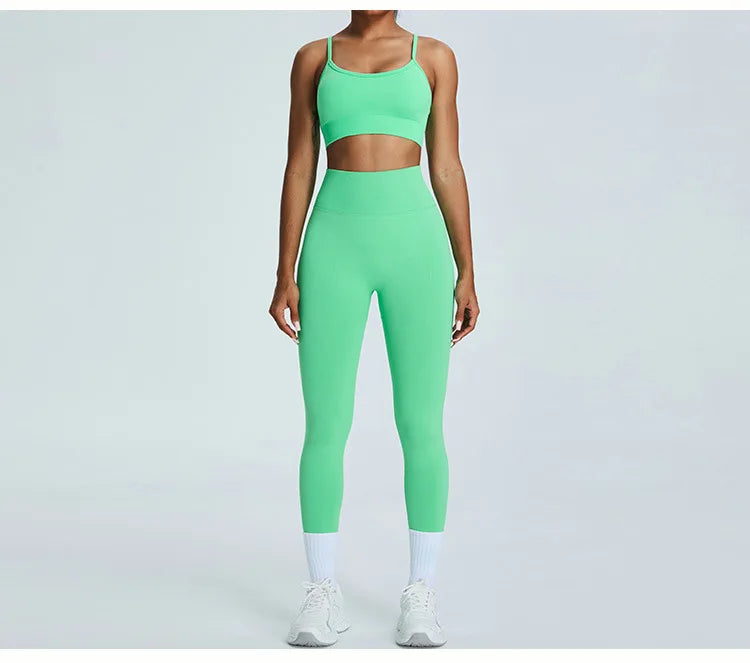 Women's Tracksuit Seamless Fitness Suit 2PCS Yoga Set Sportswear Workout Sports Bra High Waist Leggings Gym Clothing Sports Suit