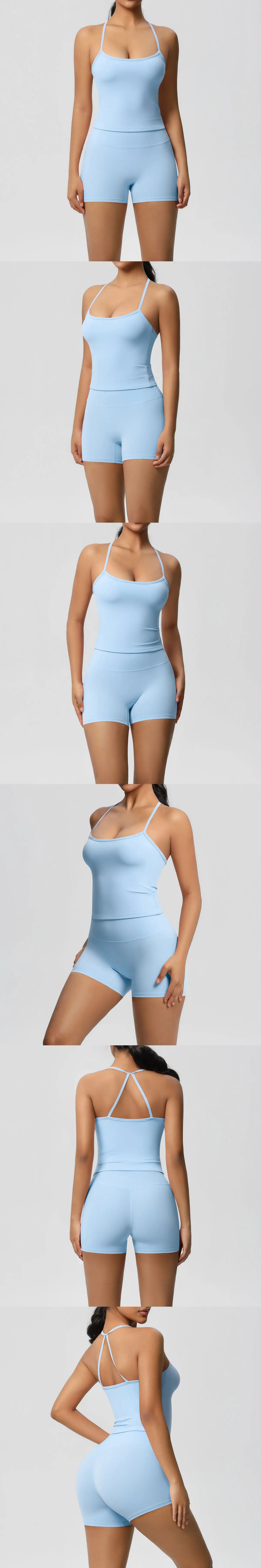 Yoga Sport Set Women Seamless Crop Top Bra Shorts Yoga Set Comfort Elastic Sportsuit Workout Outfit Fitness Gym Clothes