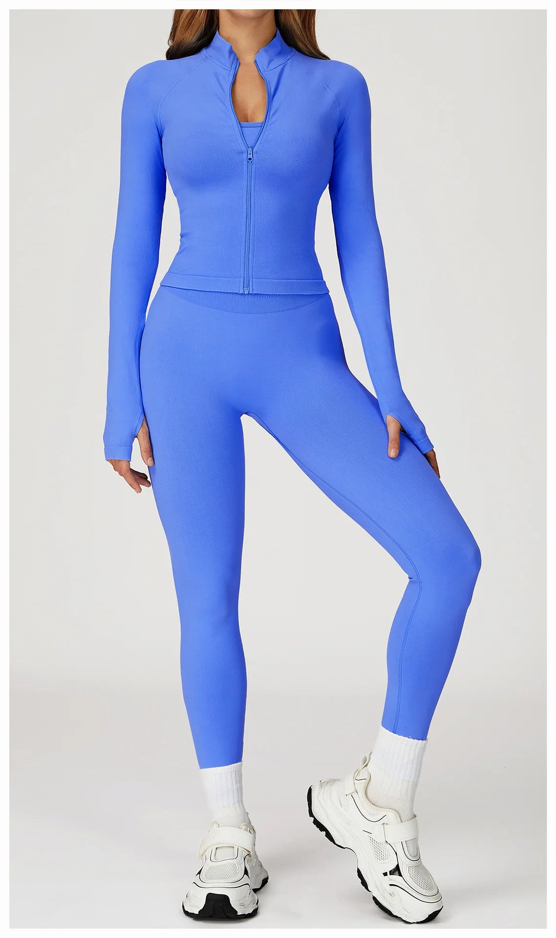 2PCS Seamless Yoga Set Gym Clothes Athletic Wear Women Fitness Set Tracksuits Sports Long Sleeved Gym Suit Leggings Sportswear