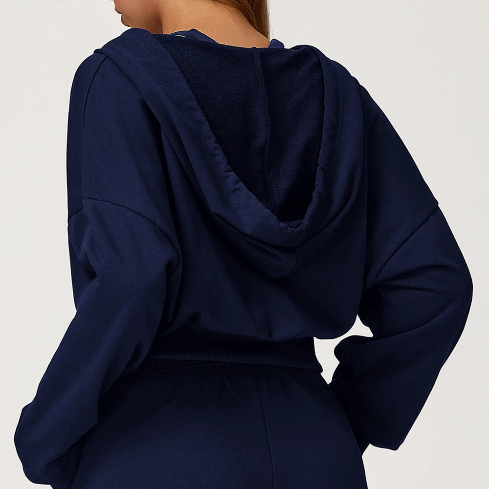 Winter Yoga Long Sleeved Women's Hooded Sweatshirt Zipper Windproof and Warm Casual Wweatshirt Women Outdoor Running Sportswear