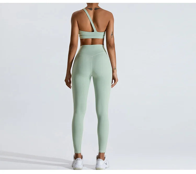 Women One Shoulder Sports Underwear Gym Top Bra Training Women Yoga Bra Stretch High Strength Workout Fitness Women Sports Vest
