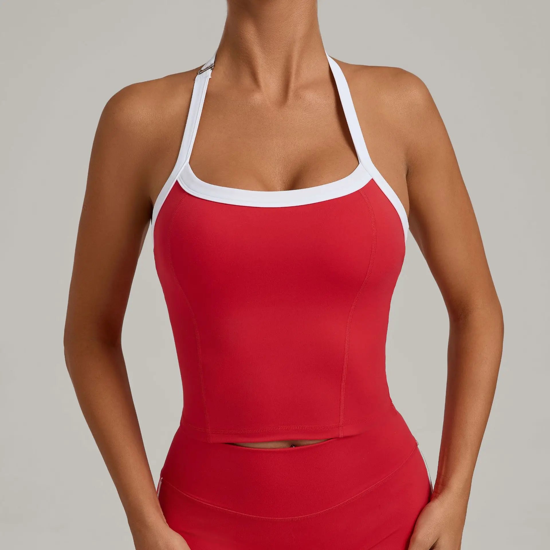 Women Sports Bra Hanging Neck Top Push Up Fitness Yoga Bra Color Blocked Underwear Gym Sport Tops Women Running Vest Bralette