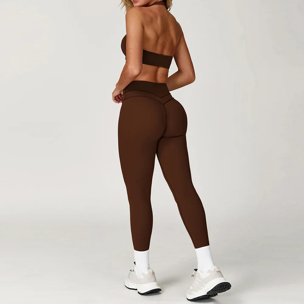 Women's Tracksuit 2PCS Fitness Suit Yoga Set Sportswear Workout Sports Bra High Waist Leggings Gym Clothing Seamless Sports Suit