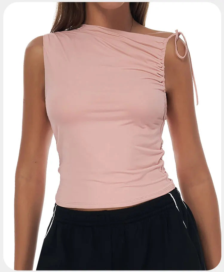 Sexy Shoulder Sports Shirt Vest Loose Breathable Quick Drying Top Gym Running Fitness Yoga Clothing Lightweight Tops For Women