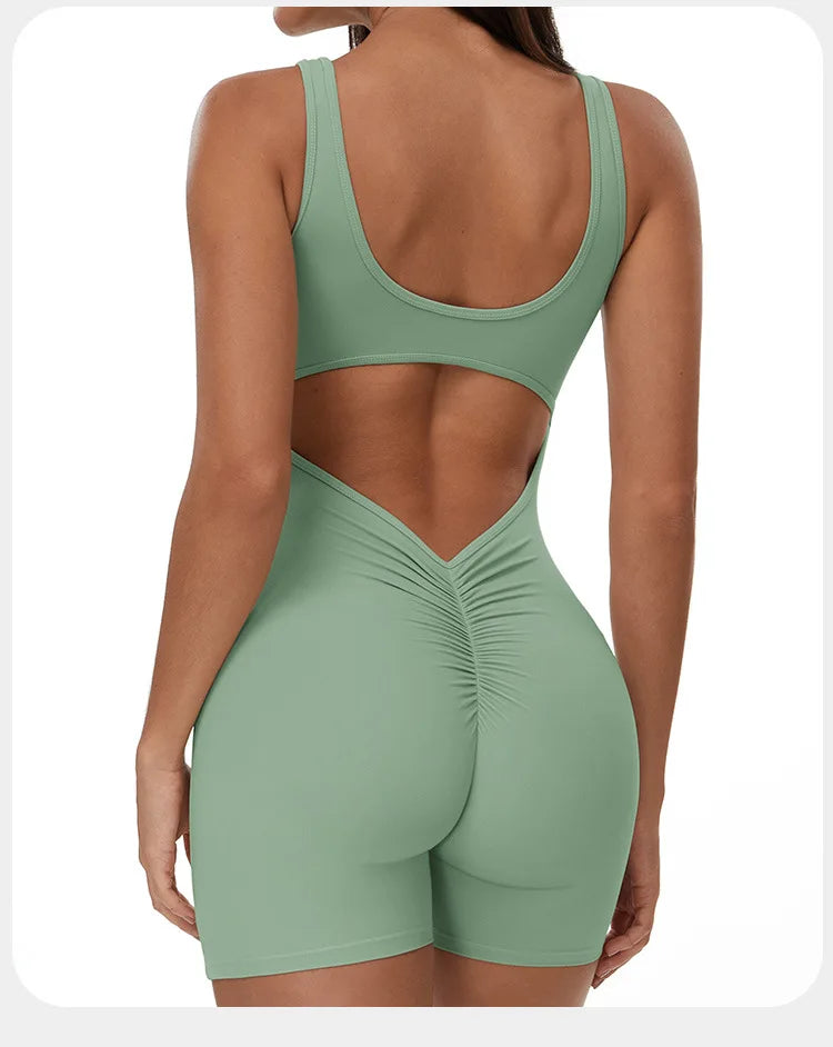 Yoga Jumpsuits Women Tracksuit Set Fitness Rompers Sexy One Piece Sports Bra Workout Bodysuit Sexy Back V Sportswear Gym Clothes