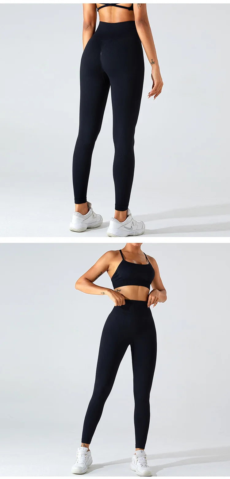 Women Seamless Tights Sports Leggings High Waist Fitness Leggings Push Up Yoga Leggings Gym Scrunch Butt Sports Workout Pants