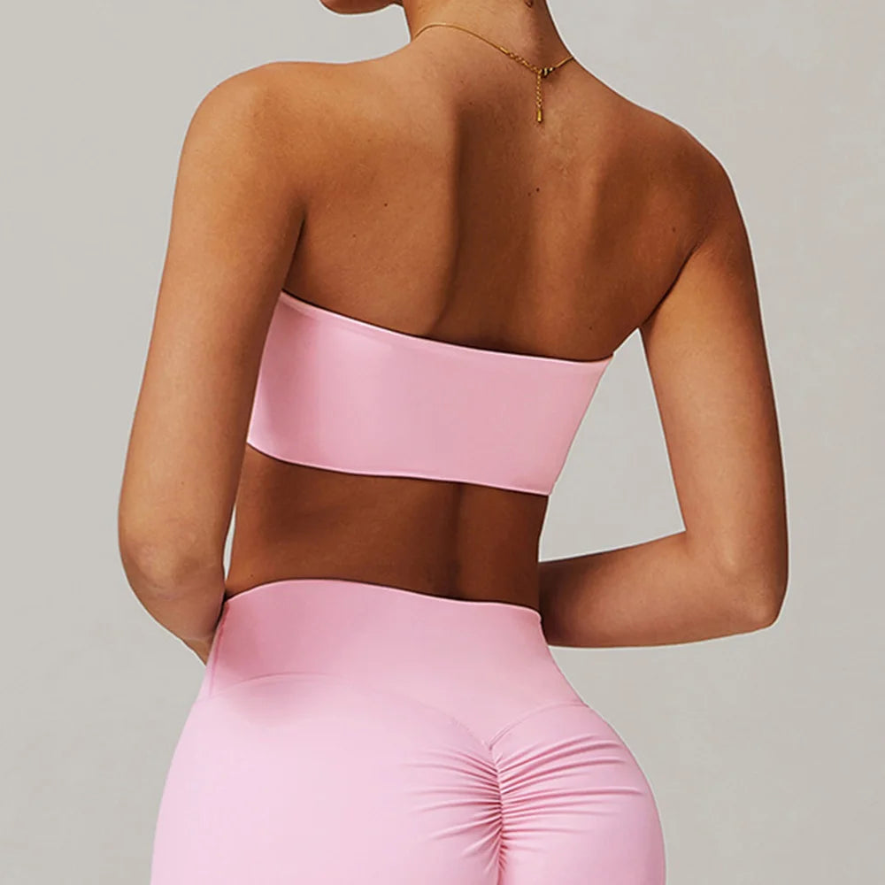 Sports Underwear Women Fitness Bra Intimate Strapless Bustier Bandeau Breathable Wrapped Chest Sports Bra Fitness Tops Yoga Bra