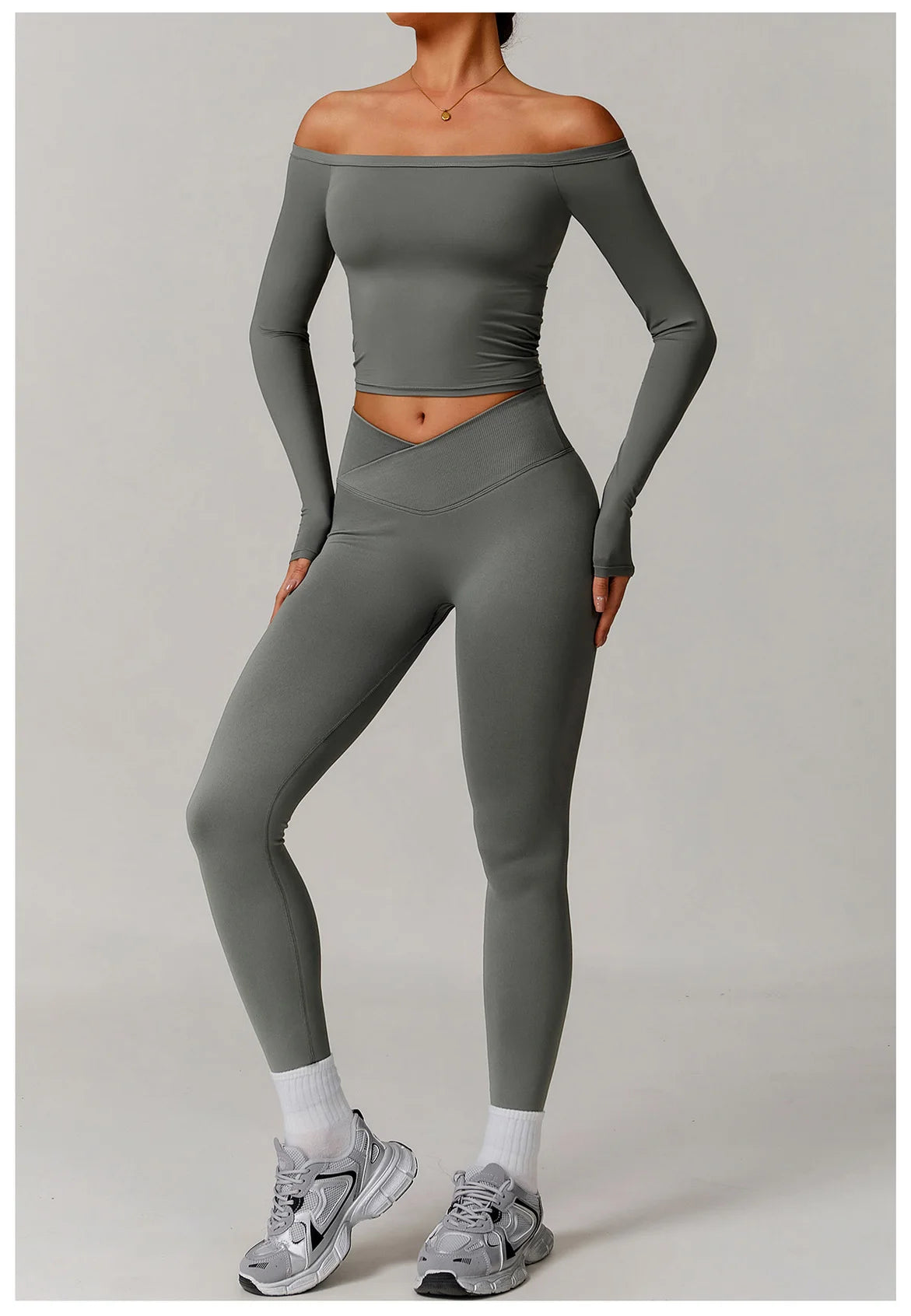 2 Pieces Yoga Suit Sports Set Women Athletic Wear Gym Set Women Tracksuit Running Workout Long Sleeve Sports Shirt Yoga Clothing