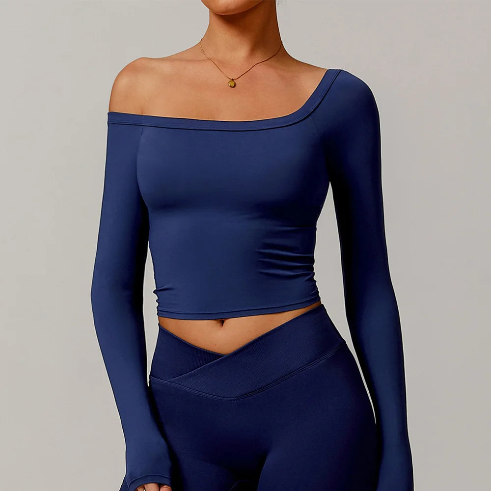 Sexy Yoga Shirts For Women Long Sleeve Fitness Running Push Up Gym Clothes Workout Dry Fit Breathable High Elastic Sports Top
