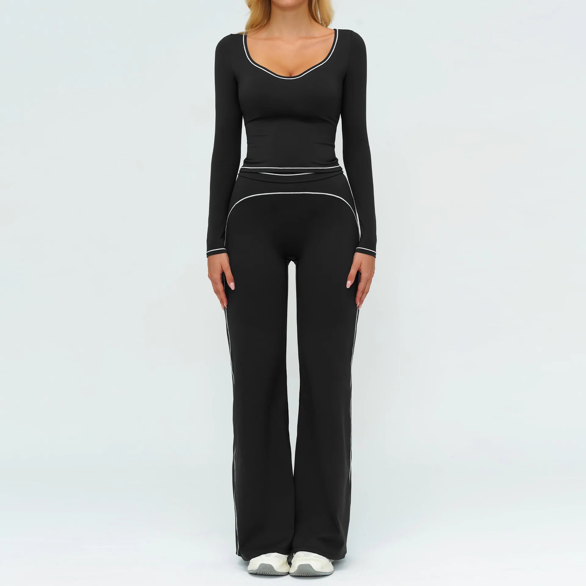 Yoga Set Women Tracksuit 2PCS Sportswear Workout Clothes Athletic Wear Gym Leggings Fitness Outfits Top Long Sleeve Sports Suits
