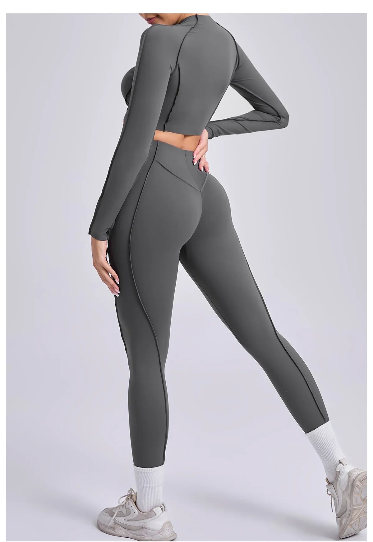 Yoga Set 2 Pieces Gym Clothes Sportswear Yoga Suits For Women Fitness Set Workout Tracksuits Sports Long Sleeved Gym Leggings