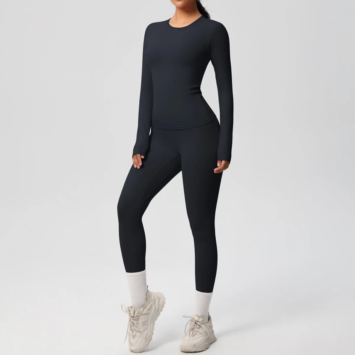2PCS Yoga Suit Sports Set Women Sportswear Gym Set Women Tracksuit Running Workout Long Sleeve Sports Shirt Yoga Clothing