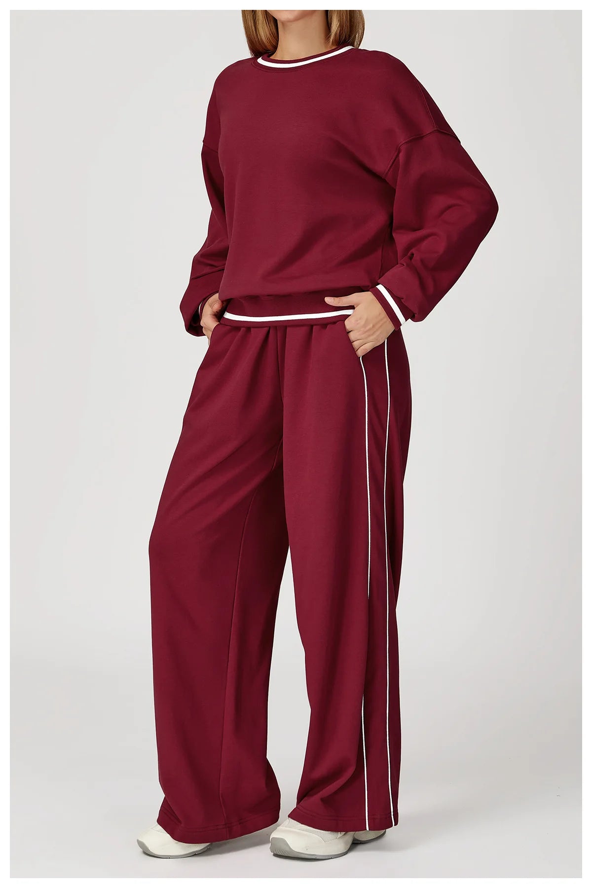 2PCS Winter Yoga Set Contrasting Hoodie Set Women's Tracksuit Comfortable Running Gym Set Women's Clothes Outdoor Sports Set