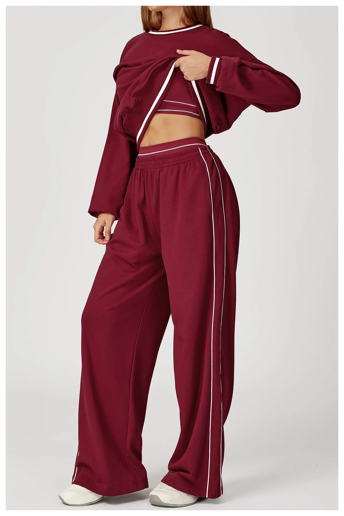 2PCS Winter Yoga Set Contrasting Hoodie Set Women's Tracksuit Comfortable Running Gym Set Women's Clothes Outdoor Sports Set
