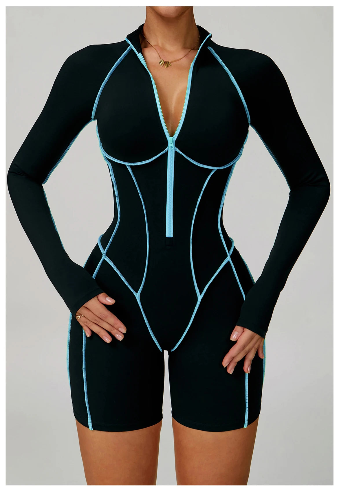 Zipper Rompers Women's Gym Jumpsuit Fitness Suit Short Sets Sports Overalls for Woman Tracksuit Yoga Clothing Workout Sportswear