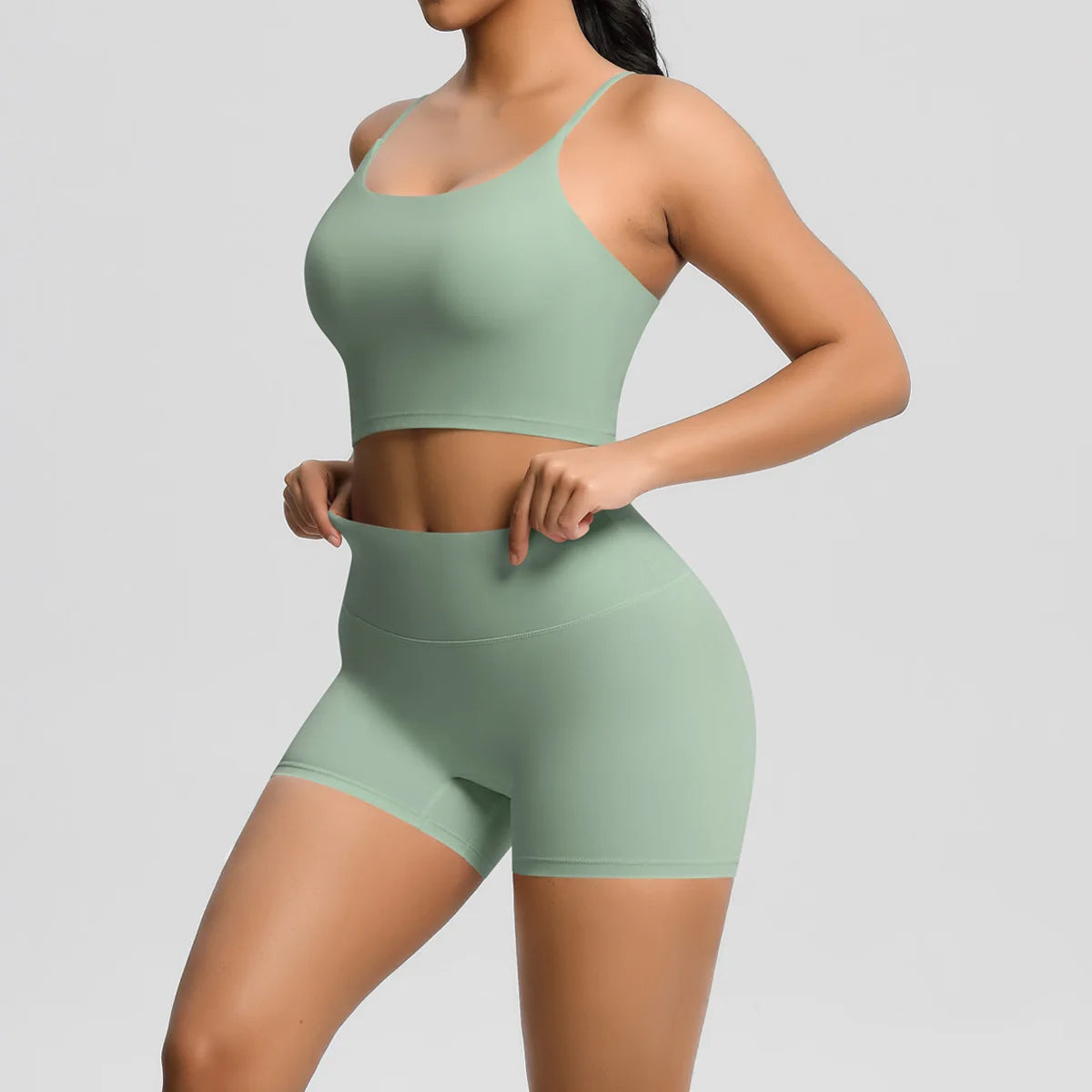 Yoga Sport Set Women Seamless Crop Top Bra Shorts Yoga Set Comfort Elastic Sportsuit Workout Outfit Fitness Gym Clothes