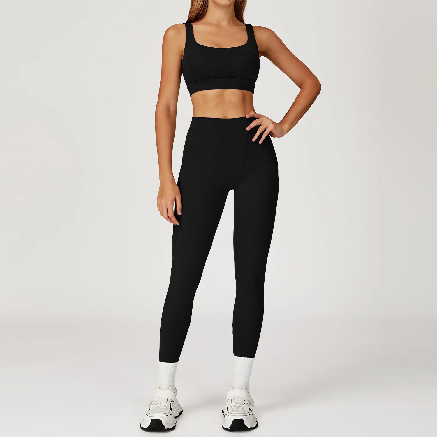 2PCS Yoga Set Gym Clothes Sportswear Yoga Suits For Women Outfits Fitness Set Tracksuits Sports Bra Gym Long Sleeved Leggings