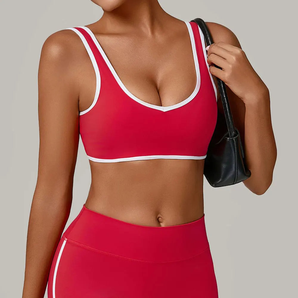 Patchwork Sports Underwear Anti-Sweat Fitness Top Women Yoga Bra Shockproof Crop Top Push Up Sport Bra Running Gym Workout Top