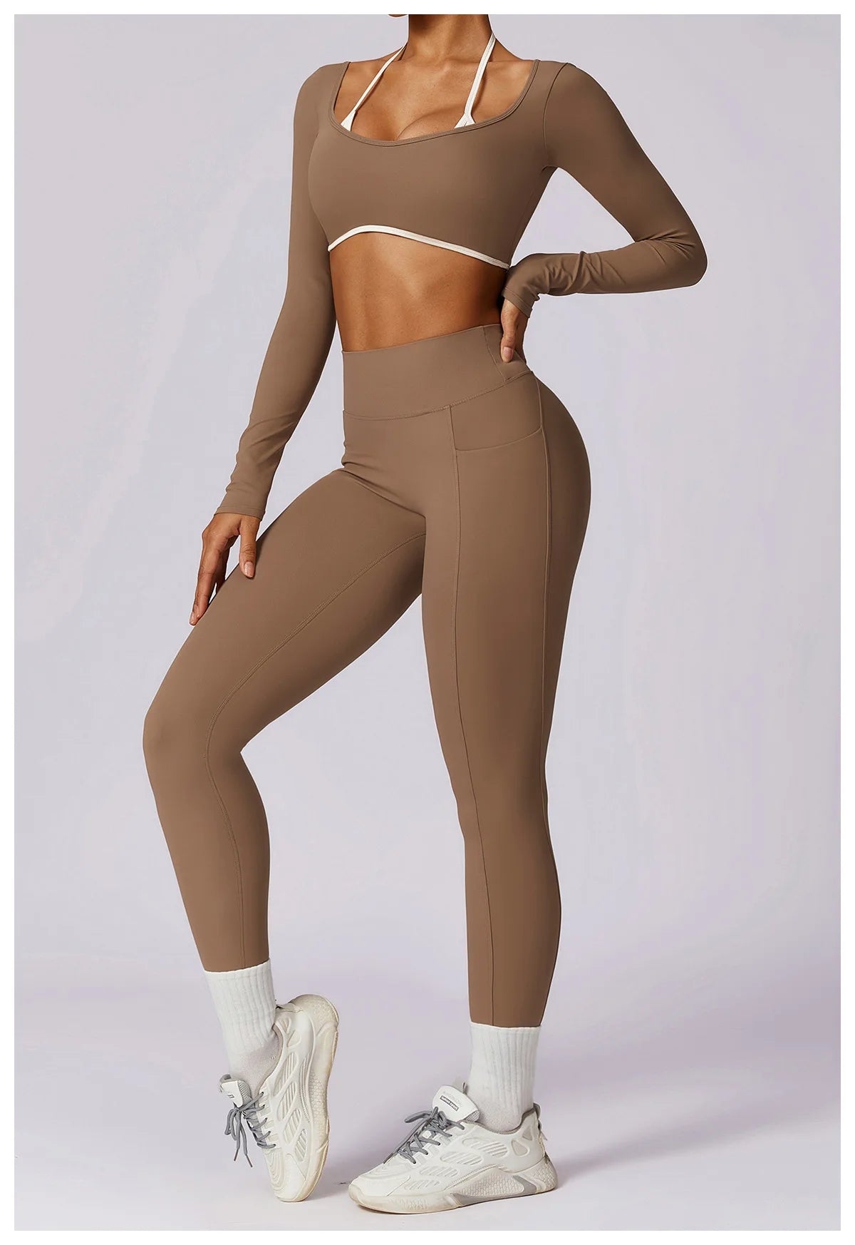 Hollowing Out Yoga Shirts For Women Long Sleeve Fitness Running Gym Clothes Workout Dry Fit Breathable High Elastic Sports Top
