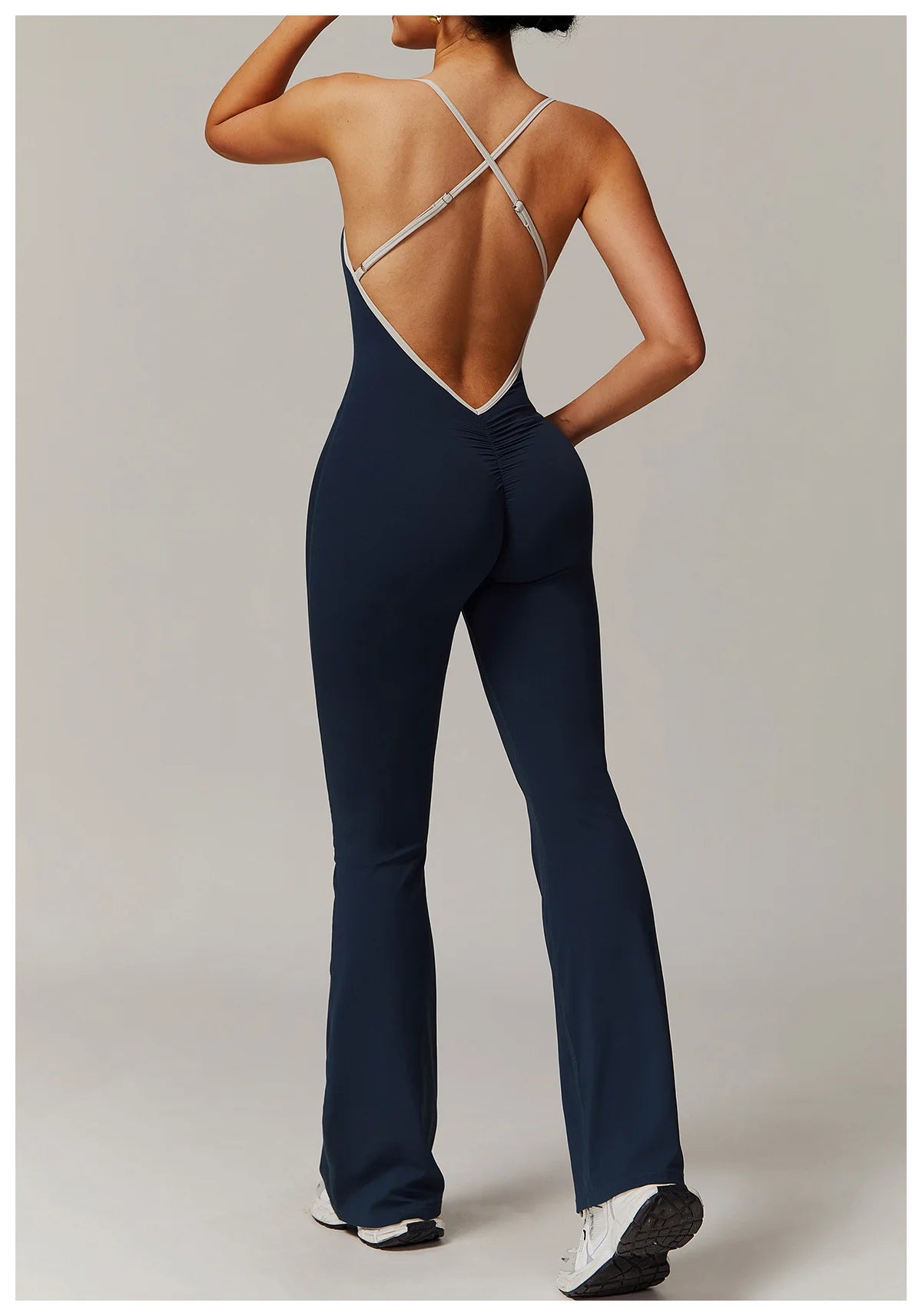 Sexy Back V Jumpsuit Gym Set Women Training Yoga Suit Sportswear Women Sports Jumpsuit Fitness Rompers Stretch Workout Bodysuits