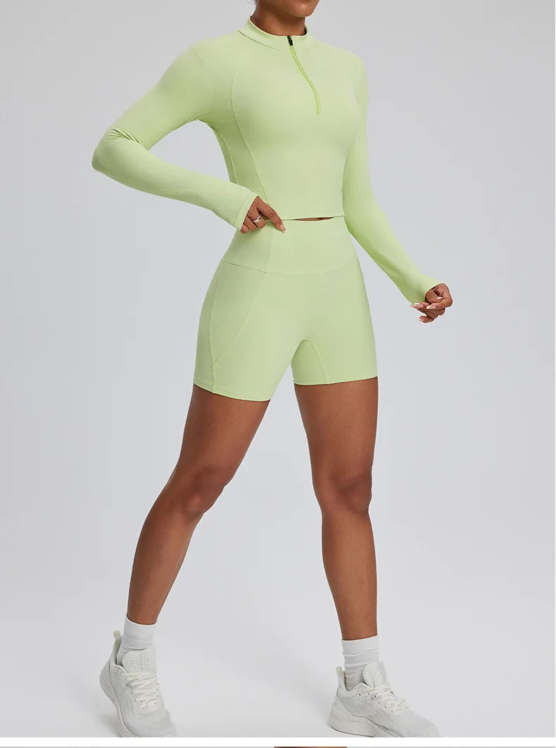 2PCS Yoga Suit Gym Set Women Clothes Running Tracksuit Workout Long Sleeve High Waist Bell-bottoms Sports Shirt Yoga Clothing