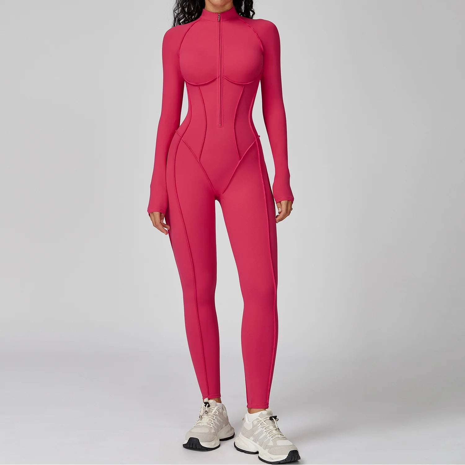 Women Sport Bodysuit Fitness Yoga Zipper Jumpsuit High Elasticity Outdoors Gym Tracksuits Workout Sports Sexy Jumpsuit Sportwear