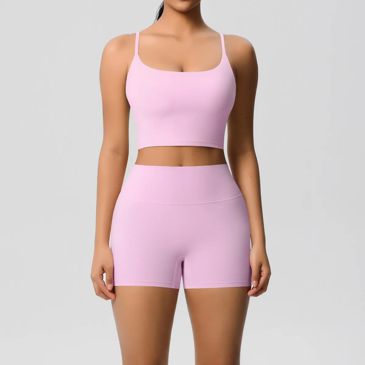 Yoga Sport Set Women Seamless Crop Top Bra Shorts Yoga Set Comfort Elastic Sportsuit Workout Outfit Fitness Gym Clothes