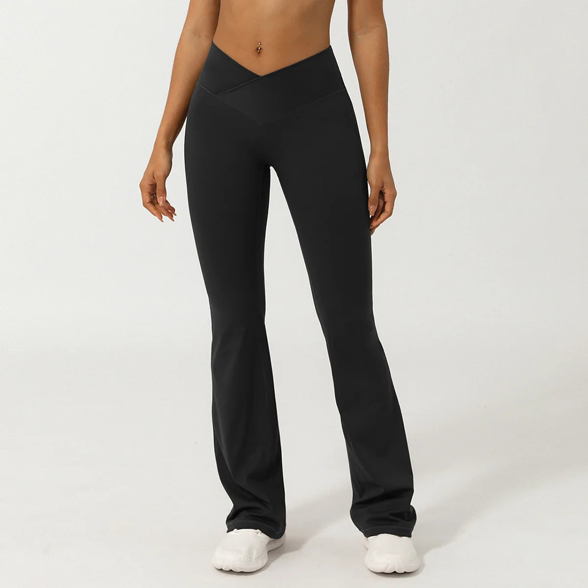 Women Yoga Bell-bottoms Tight Lifting High Waist Tights Cross Waist Sport Flared Pants Gym Running Breathable Fitness Leggings