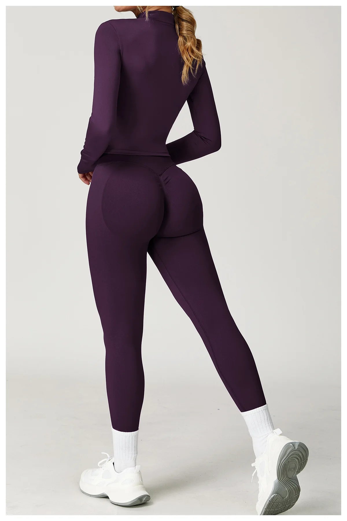 2PCS Yoga Suit Sports Set Women Gym Set Women Tracksuit Running Workout Long Sleeve Sports Shirt Yoga Clothing Seamless Leggings