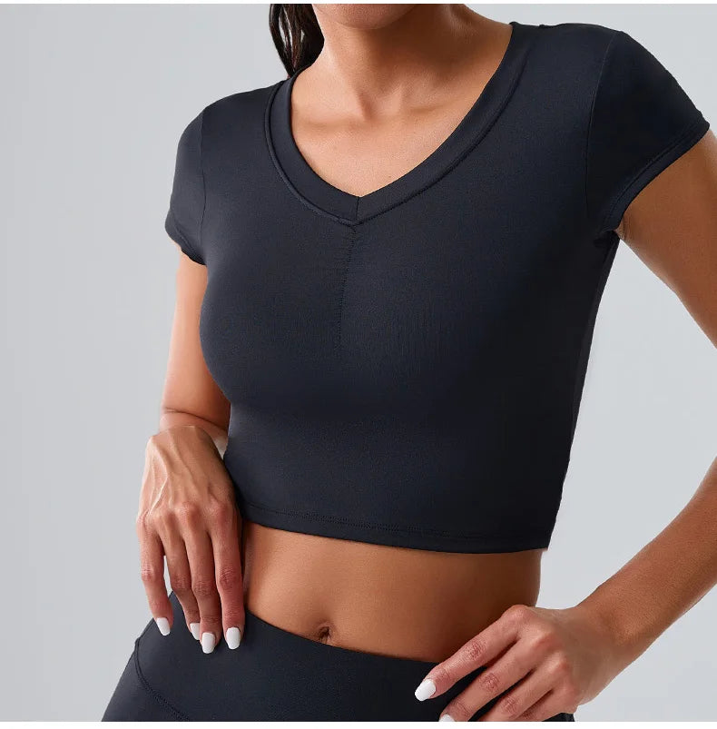Women Yoga Top Sexy Sport T Shirts Fitness Clothes Workout Short Sleeve Yoga Shirt Gym Top Running Active Wear Push Up Sport Top