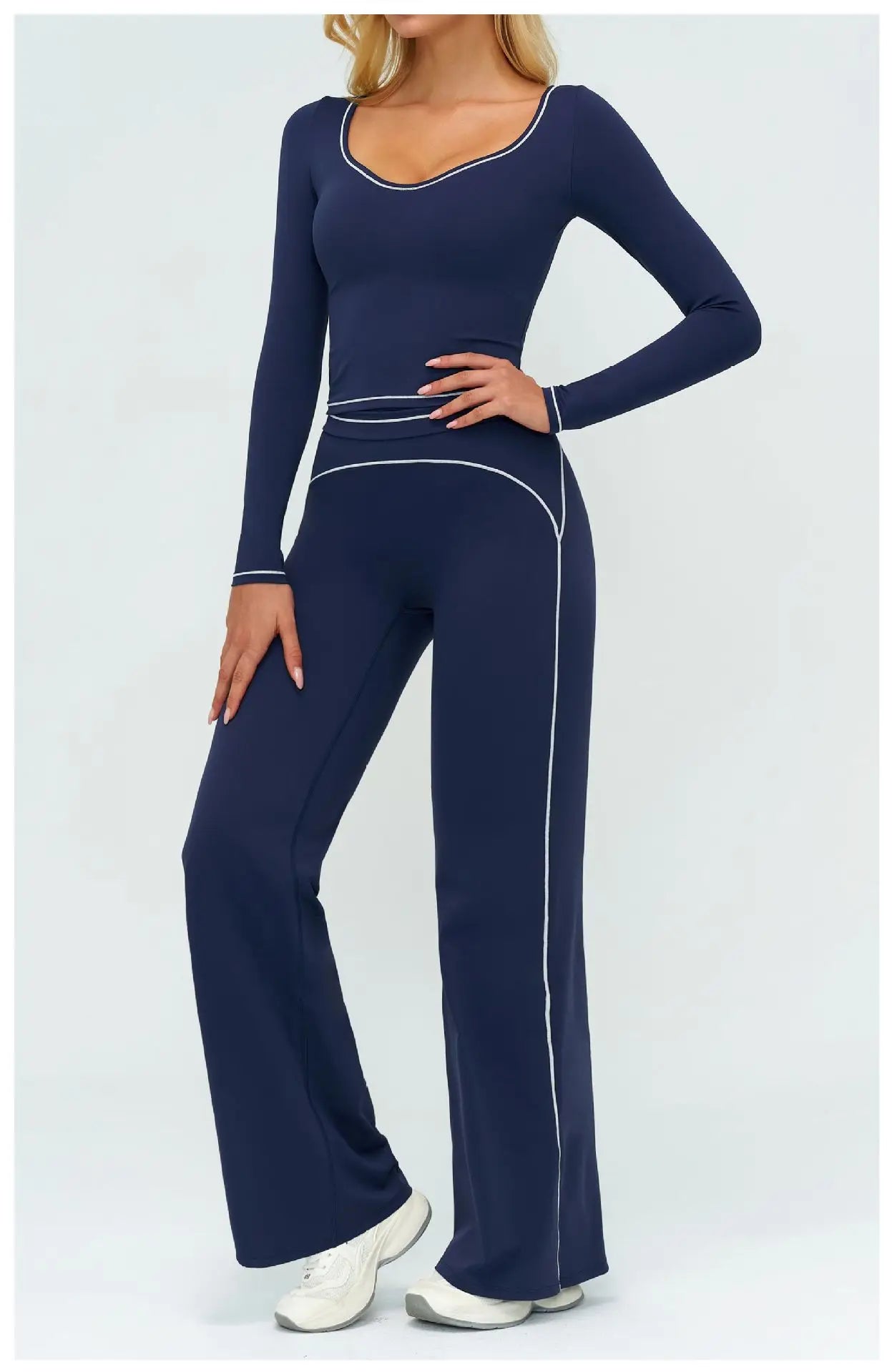 Yoga Set Women Tracksuit 2PCS Sportswear Workout Clothes Athletic Wear Gym Leggings Fitness Outfits Top Long Sleeve Sports Suits