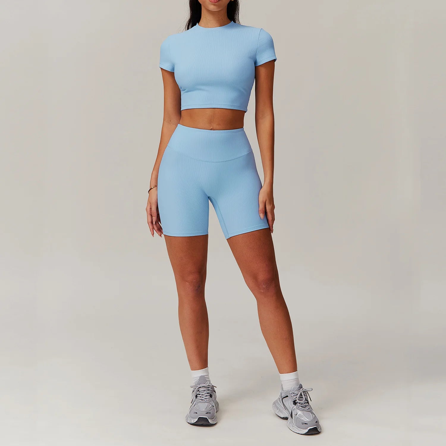 2 Pieces Yoga Suit Women Sports Set Ribbed Gym Set Women Tracksuit Running Workout Zipper Long Sleeve Sports Shirt Yoga Clothing
