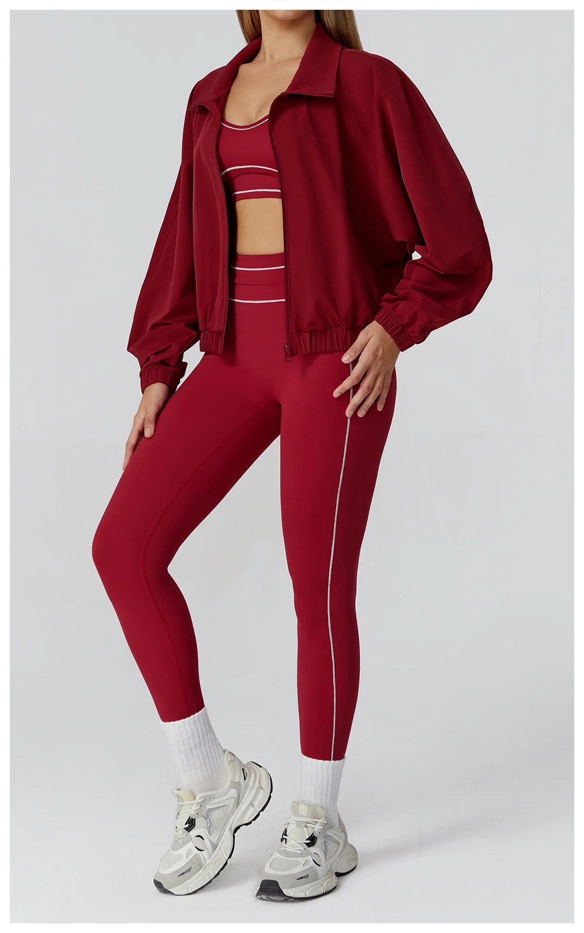 New Quick Drying Stand Up Collar Sports Jacket Women's Zipper Top Windproof Outdoor Running Fitness Long Sleeved Yoga Jacket