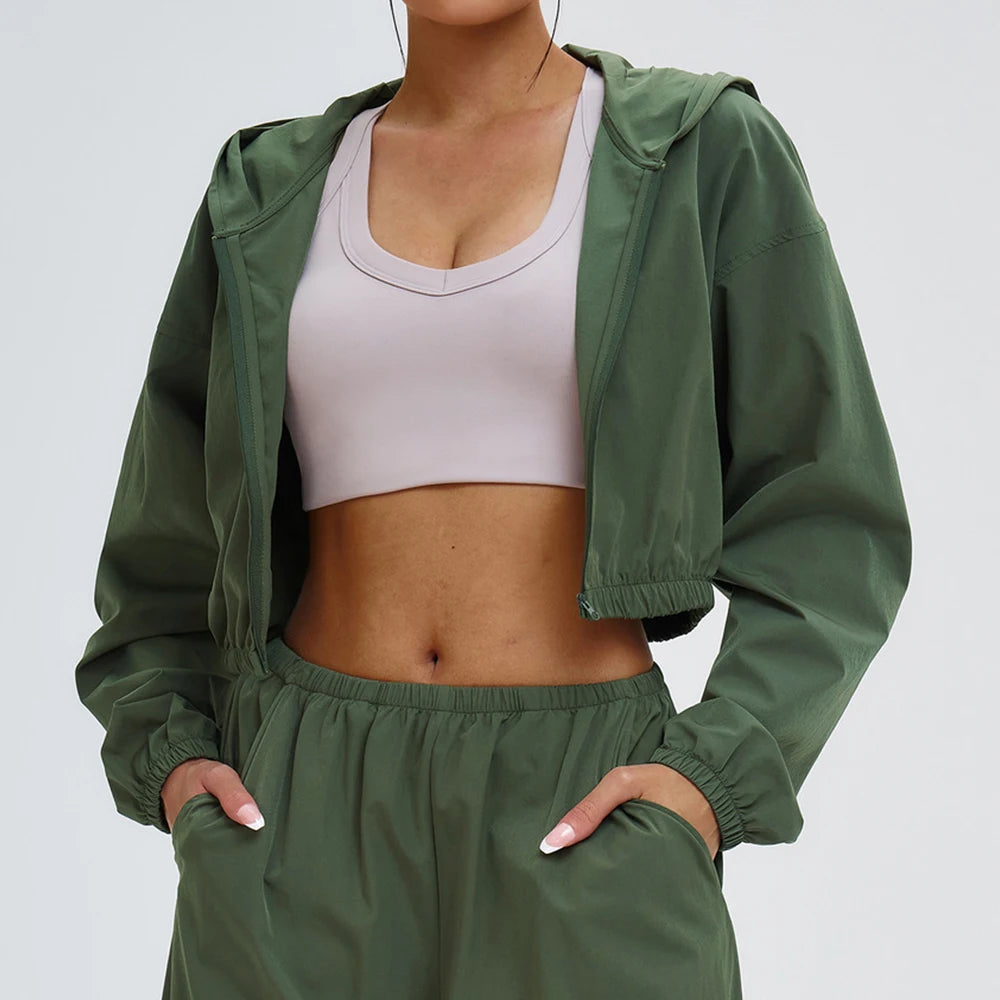 New Yoga Long Sleeve Outdoor Sunscreen Coat Women's Zipper Windproof Hoodie Sports Coat Cycling and Mountaineering Outerwear Top