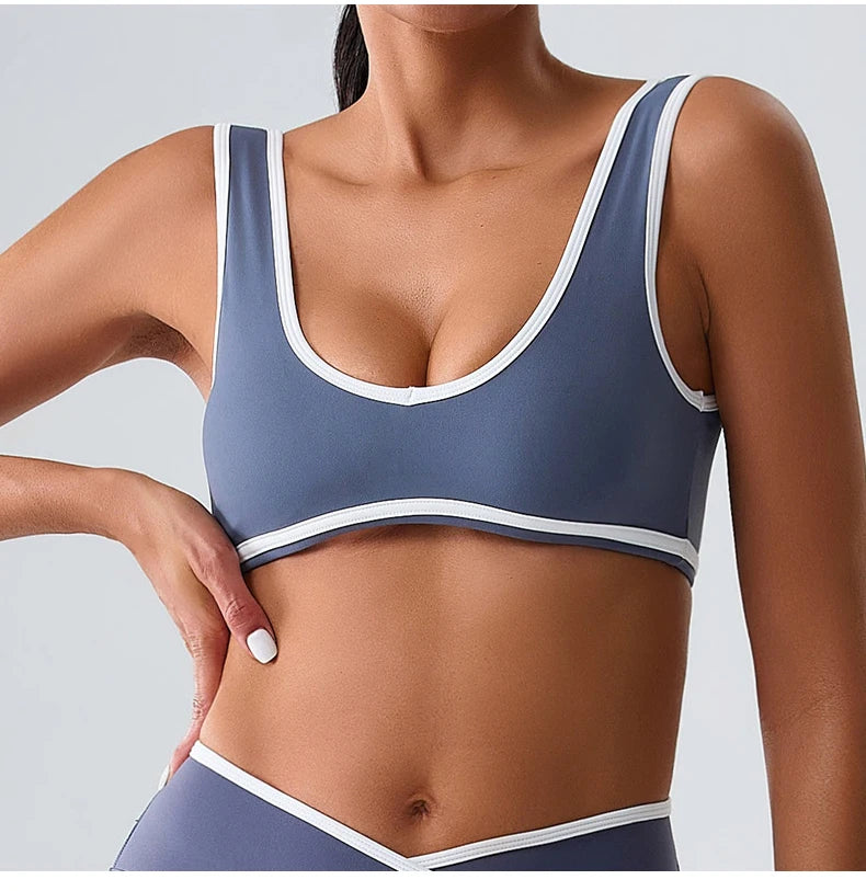 Workout Bra Fitness Yoga Bras Women Race Back Sports Bras Color Blocked Top Women Bra Sexy Breathable Underwear Women Gym Tops