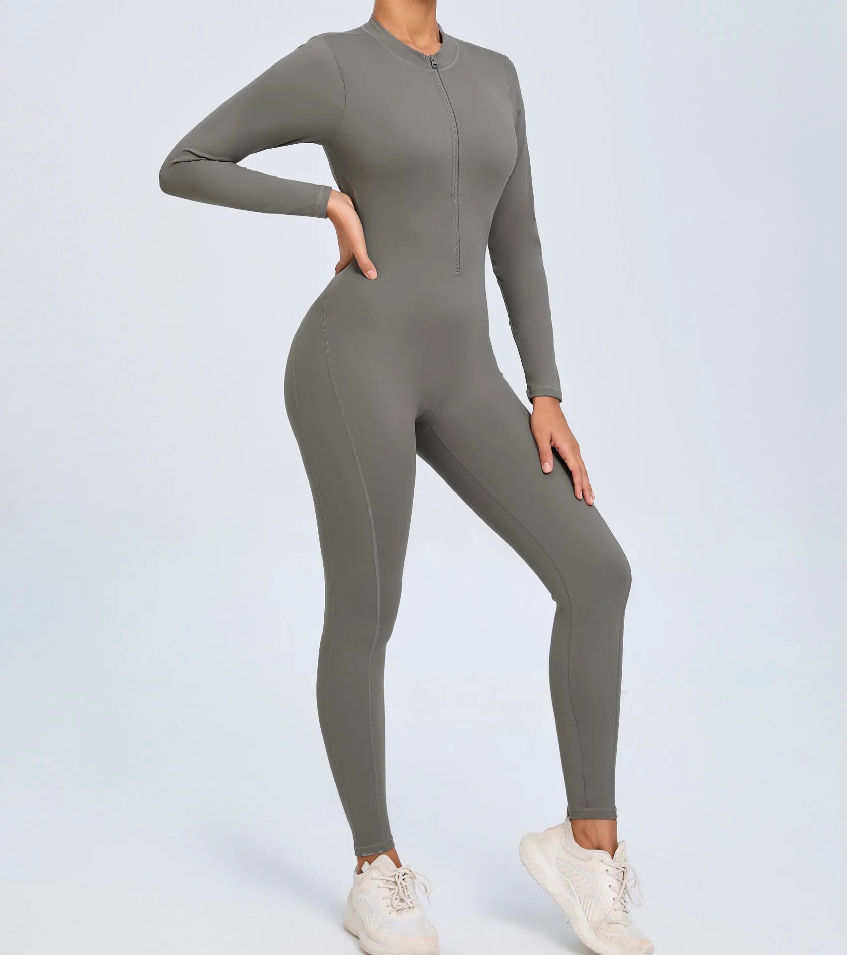 Backless Rompers Yoga Long Sleeved Women's Sportswear Gym Zipper Jumpsuits Workout Bodysuit Fitness One-piece Skin-tight Garment