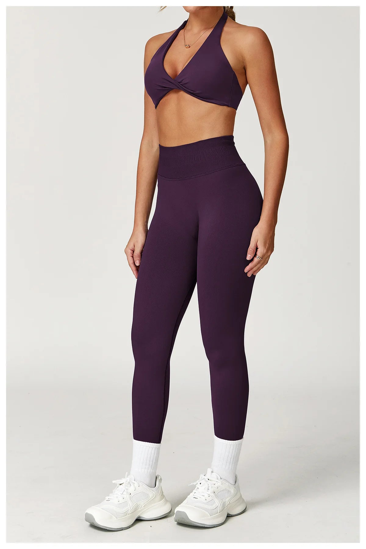 2PCS Yoga Suit Sports Set Women Gym Set Women Tracksuit Running Workout Long Sleeve Sports Shirt Yoga Clothing Seamless Leggings