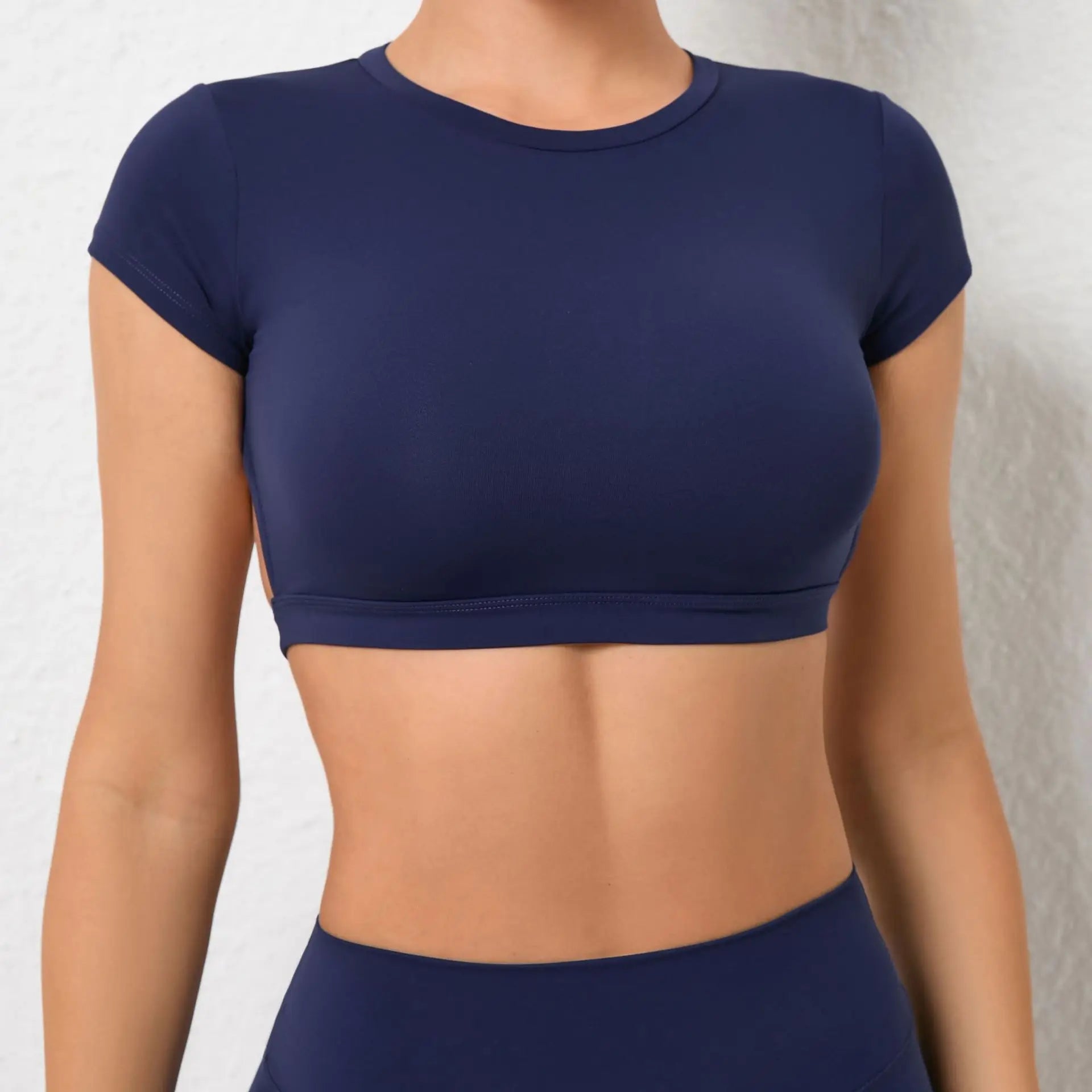 Women Short Sleeve Hollow Crop Top Yoga Short Sleeve Fitness Workout Tops Push Up Gym Shirt Sportswear Running T-shirts