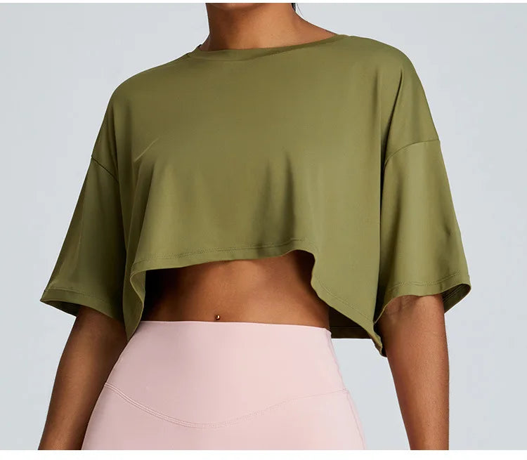 Loose Yoga Short Sleeves Women Breathable Quick Drying Yoga Clothes for Women Running Fitness Tops Sports Short Sleeved T-shirts