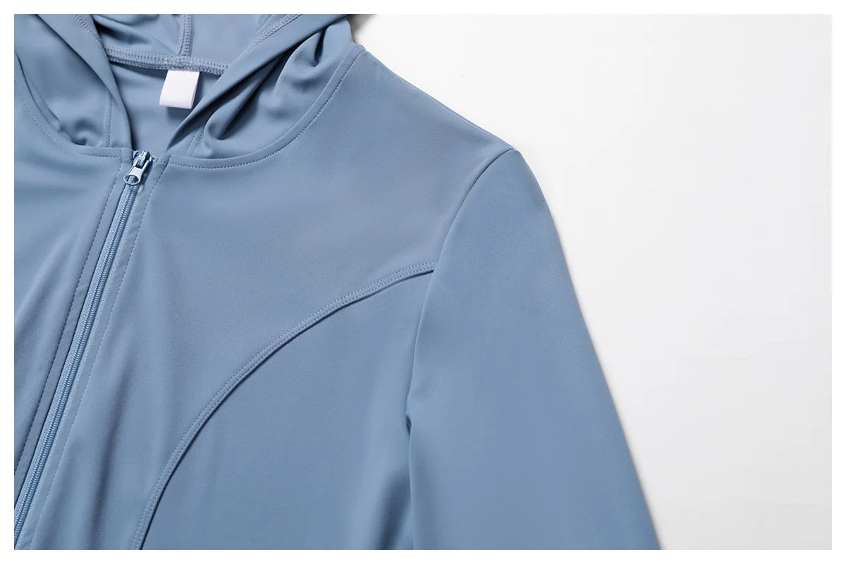 Women's Jacket Hooded Cardigan Tight Quick-dry Sports Fitness Coat Running Training Shirt Yoga Clothes Long Sleeve Sport Jacke