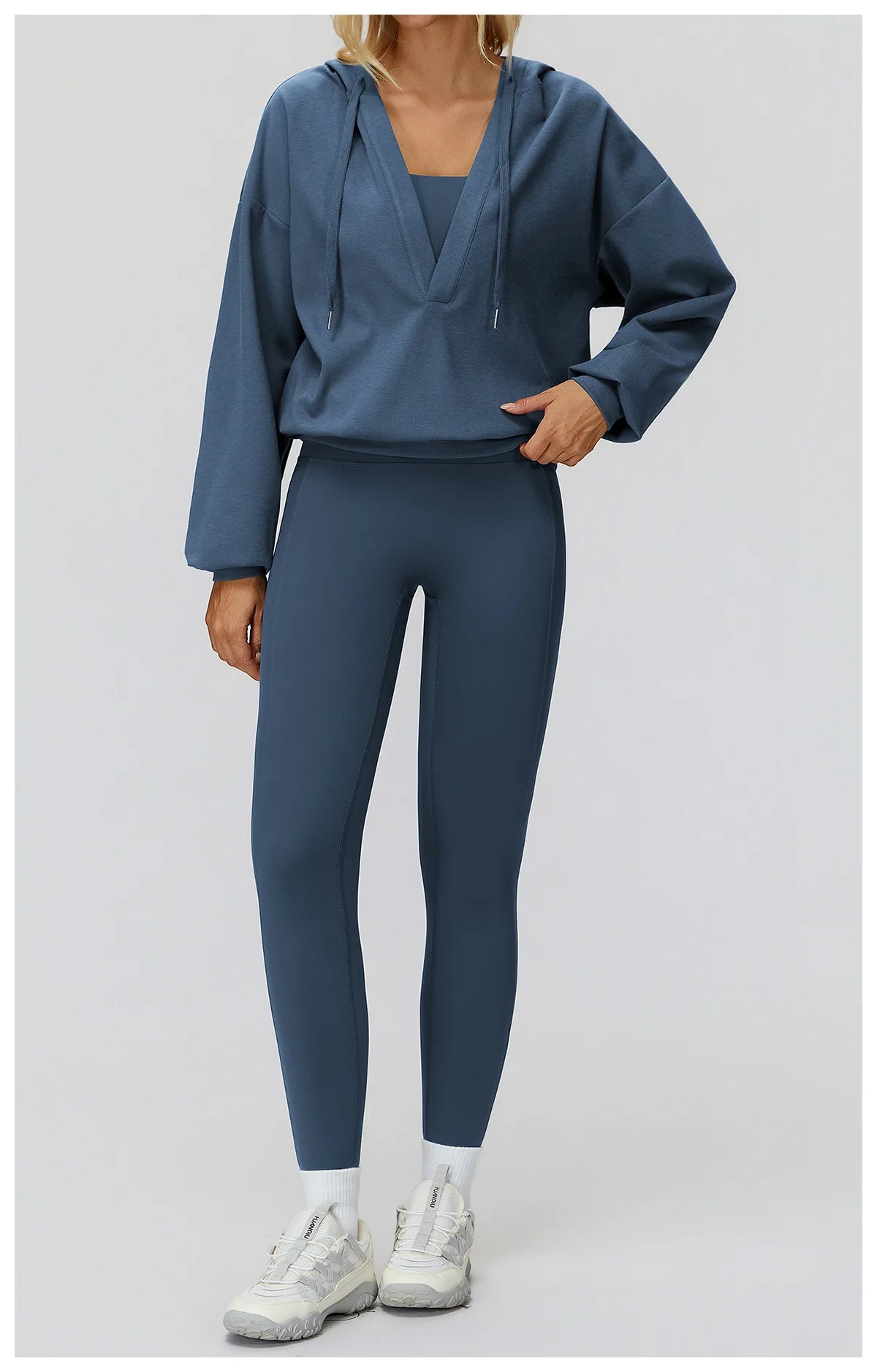 Autumn New Yoga Long Sleeved Women's Hooded Jacket V-neck Loose and Comfortable Outerwear Outdoor Running Workout Sports Jacket