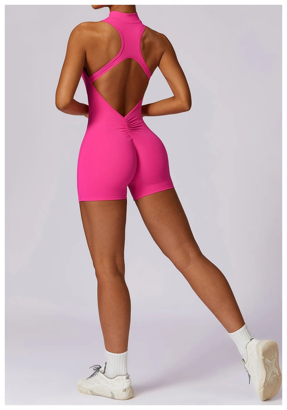 Scrunch Sports Overalls Gym Jumpsuit Women's Fitness Suit Short Sets for Woman Tracksuit Yoga Clothing Zipper Workout Sportswear