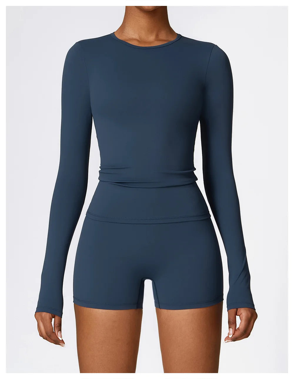 Yoga T-shirts Solid Sports Top Women Long Sleeve Gym Workout Running Shirts Sexy Exposed Navel Quick Dry Fitness Gym Sport Wear