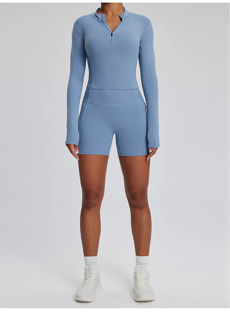 2PCS Yoga Suit Gym Set Women Clothes Running Tracksuit Workout Long Sleeve High Waist Bell-bottoms Sports Shirt Yoga Clothing