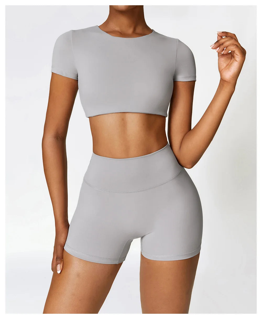 Yoga Top Women Sport T Shirts Push Up Fitness Clothes Short Sleeve Yoga Shirt Gym Top Running Active Wear Sport Top Femme Tights